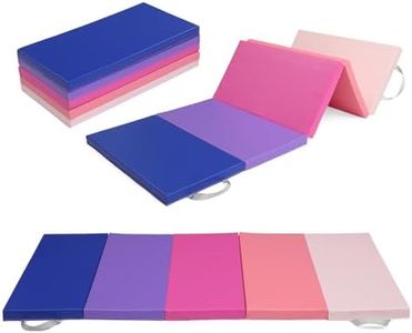 Bonnlo Folding 5-fold Gymnastics Gym Exercise Aerobics Mat, 192cm x 76cm x 4cm PU Leather Tumbling Mats for Stretching Yoga Cheerleading Martial Arts (Pink,Blue Gradient)