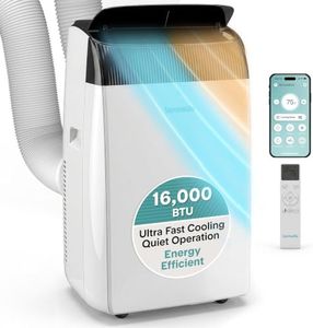 SereneLife 16,000 BTU Inverter Portable Air Conditioner with Dehumidifier, Heat, & Fan | Dual Hose, Wi-Fi Enabled Portable AC Unit | Compact Standing Air Conditioner with Window Kit
