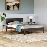 Wakefit Bed | Queen (78 X 60) Solid Wood Bed Without Storage, 3 Year Warranty | - Swirl - Smoked Brown