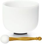 TRAYAYA 432Hz 10''D Note Sacral Chakra Frosted Quartz Crystal Singing Bowl Sound Healing With Rubber Mallet