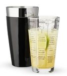 Saylani Enterprises Set of 1 PC Boston Shaker Cocktail, Martini Shaker with Measurements + 1 SS Vinyl Coated Tumbler for Ideal Heavy Duty Use in Bars, Hotels,Contains 2 Pcs(Colour: Black)