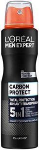 Desodorante L'Oréal Men Expert Carbon Protect 4 en 1, antitranspirante, protege contra la humedad de las axilas y el olor corporal (6 x 150 ml).