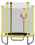 PILIN Children's Trampoline Garden Trampoline with Safety Net and Basketball Hoop, Max. load capacity 50KG Outdoor and Indoor Use Children's Trampoline Ø 150 CM Birthday Gift for Children