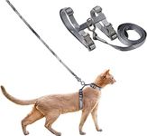 pidan Cat Harness & Leash Set, Cats Escape Proof Adjustable Kitten Harness for Large Small Cats, Lightweight Soft Walking Travel Petsafe Harness Grey,Neck Girth 7.8'' 12.2'', Chest Girth 10.2'' 16.9''