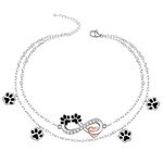 Paw Print Ankle Bracelets for Women Sterling Silver Heart Infinity Anklet Bracelet Cute Jewelry Making 925 Cubic Zirconia Pet Cat Dog Paw Gifts for Girls Adjustable Anklets, 9 inch, Sterling Silver , Cubic Zirconia