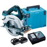Makita DHS710ZJ Twin 18v 36v 185mm Circular Saw LXT + 2X 5.0ah, Charger + MakPac, Blue