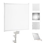 NEEWER Light Diffusion Panel Scrim Kit with Silver/White Reflector Film 30"x30" Foldable Frame with 5/8" Baby Pins Handle for C Stand 3 in 1 Diffuser for Studio Portrait Product Photography, SF7575F