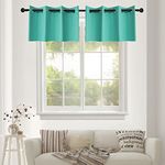 YGO Turquoise Window Valance Curtains Easy Care Home Decor Curtains with Grommet Top for Basement Kitchen 52W by 18L 2 Panels