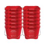 San Jamar Kleen-Pail Pro Sanitizer Pail Cleaning Bucket with Bail Handle for Cleaning, Kitchens, Restaurants, and Janitorial Use, Plastic, 6 Quarts, Red, (Pack of 12)