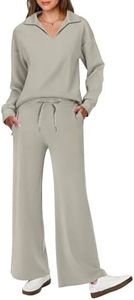 ANRABESS Womens 2 Piece Outfits Sweatsuit Long Sleeve Oversized Sweatshirt Sweatpants Tracksuit Sweat Lounge Set Fall Clothes Light Khaki Medium