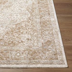 BoutiqueRugs Ivory Bordered Traditional 12x16 Large Area Rug Medium Gray Sage Light Brown Medallion Charae Great Room Open Concept Master Bedroom Large Dining Room Stain Resistant Non-Shedding