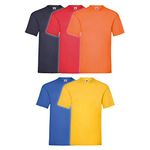 Fruit of The Loom Original T Logo Men's T-Shirt, Pack of 5 - Multicolour - L