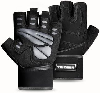 Trideer Padded Weight Lifting Gym Workout Gloves with Wrist Wraps, Exercise Lifting Gloves for Weightlifting, Cross Training, Fitness, Pull ups, Made of Durable Nylon and PU (Black, X-Large )