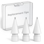 Delidigi Replacement Tips for Apple Pencil 1st & 2nd Gen, Apple Pencil Pro/USB-C, 3 Pack Upgraded Longer Metal Wear-Resistant Pen Like Nibs, Fine Point Precise Control Tips for iPencil(White, 1.3mm)