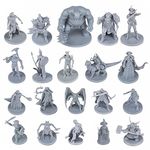 Path Gaming 20 Unique Fantasy Tabletop Miniatures for Dungeons and Dragons Miniatures. 28MM Scaled 20 Unique Designs, Bulk Unpainted Miniatures, Great for D&D Miniatures