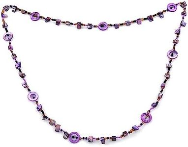SHOP LC DELIVERING JOY Purple Multi Color Seed Bead Stone Chips Beaded Necklace for Women Jewelry Birthday Christmas Gifts for Women Size 40" Ct 0.01