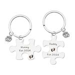 TXPZOH New Parents Gifts, 2pcs Parents to be Keyrings, Mommy to Be Gift New Mum Gifts First Time Dad Gifts Pregnancy Announcement Gifts Mommy and Daddy Est 2024 Keychain Set