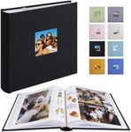 1DOT2 Photo Album with Writing Space 50 Pages 4x6 Photos Hold 200 or 5x7 Pictures Hold 100, Linen Cover Small Photo Book Albums with Memo for Anniversary Wedding Baby (Black)