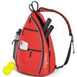 Athletico New Sling Bag - Crossbody Backpack for Pickleball, Tennis, Racquetball, and Travel for Men and Women (Red)