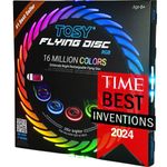 TOSY 16 Million Color Flying Disc - 36 RGB LEDs, Extremely Bright, Smart Modes, Countless Styles, Auto Light Up, Rechargeable, Perfect Birthday & Camping Gift for Men/Boys/Teens/Kids, 175g frisbees