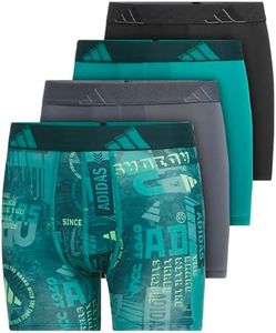 adidas Boys' Athletic Fit Microfiber Boxer Brief Underwear (4-Pack) Designed for Active Sport and All Day Comfort, Upscaled Mix Pure Teal-Lime Burst/Onix Grey/Pure Teal Green, XL