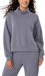 ODODOS Modal Soft Split Hem Turtleneck Sweatshirts for Women Long Sleeve Casual Pullover Top, Purple Gray, Medium