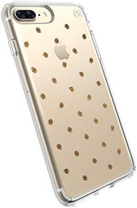 Speck iPhone 7 Plus Presidio Clear + Print Case, IMPACTIUM 8-Foot Drop Protected iPhone Case That Resists UV Yellowing, Etched Dot Silver