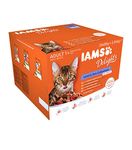 IAMS Delights Complete Wet Cat Food for Adult 1+ Cats Meat and Fish Variety in Gravy Multipack 24 x 85 g Pouches