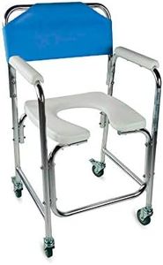Mobiclinic, Chaise percée, Mod. Manzanares, Marque européenne, Chaise toilette a roulettes, Chaise percée pour adulte, Accoudoirs rembourrés, Chaise d'aisance Aluminium, Bleu