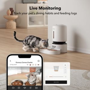 PETLIBRO Automatic Cat Feeder with Camera – 1080p HD, Dual Bowl, App Control, White