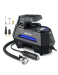 AstroAI Tyre Inflator Air Compressor 12V DC, 35LPM 100W Powerful Portable Car Tyre Pump Auto-Stop with Digital Pressure Gauge, 4 Valve Adaptors and LED Light, Car Accessories