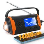 Emergency Crank Weather Radio 4000mAh - Portable Solar Powered with Hand Crank, AM/FM/NOAA Weather Alert Radio, USB Cell Phone Charger, Aux Music Play, SOS Alarm, LED Flashlight for Hurricanes