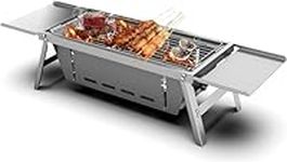 GENCAM Portable Barbecue Grill, Stainless Steel Folding Charcoal Grill, Portable BBQ Grill for Outdoor Picnic, Camping, Travel, Beach