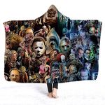 Hooded Blanket by LZXBZAI, Horror Movie Character Hooded Cloak for Adult Gothic Sherpa Fleece Wearable Throw Blanket Microfiber Bedding (B, 59x51inch)