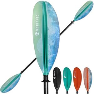 WONITAGO Kayak Paddle Premium Carbon Fiber Paddle with Reinforced PP + Fiberglass Blade, Floating Adjustable Kayaking Oars, 3 Piece, 240-260 cm/94-102 Inches, Ocean Teal