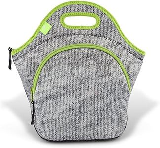Nordic By Nature Large Neoprene Lunch Bag for Women & Lunch tote for Kids Insulated Lunch bag Reusable Washable Thick Neoprene & Soft Cotton Feel, Premium Stitching, Outside Pocket, (L) Gray Melange
