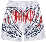 SHENHE Men's Y2K Graphic Shorts Goth Ghostface Skeleton Shorts Streetwear Rave Bandana Paisley Shorts White L