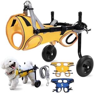 Updated Dog Wheelchair for Back Legs, Small Dog Wheelchair Carts with Wheels, Light Weight Wheelchair for Leg Support Helps Senior, Injured, Paralyzed (2 PCS Clothes) (Yellow, S)