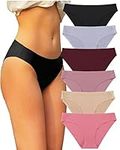 FINETOO Pack of 6 Seamless Knickers for Women Invisible Underwear Briefs Seamless Hipster Sexy Underwear Comfortable Lingerie Women Panties Bikini Multicoloured XS - XL…