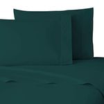 NIM TEXTILE Luxury Soft Sheets 1900 TC Softness Deep Pocket Fitted Sheet 4pc Bed Sheets Set Milano Collection Bedding - Midnight Green, King