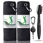 Favritt 3 Pack Golf Towel Golf Club Cleaner Set, Microfiber Fabric Waffle Pattern Towels, Heavy Duty Carabiner Clip (3Pcs)