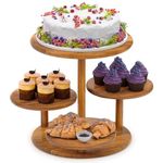 HURZMORO 4 Tier Round Cupcake Tower Stand for 50 Cupcakes,Wood Cake Stand with Tiered Tray Decor,Farmhouse Tiered Tray Decor,Cupcake Display for Birthday Graduation Baby Shower Tea Party