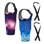 Tumbler 30oz Carrier Holder Pouch with Shoulder Strap, Fit for YETI, Rtic, Atlin, Ozark Trail, Rambler 30 oz Insulated Tumbler Coffee Cup, Neoprene Sleeve with Carrying Handle - Blue & Purple Sky