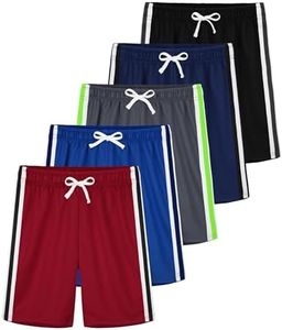 YERIOK 5 Pack Boys Shorts Boys Athletic Shorts Basketball Mesh Kids Soccer Running Gym Shorts Clothes Quick Dry Active Sports Shorts Black, Navy Blue, Mixed Color A 6-7Y