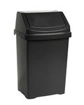 Optimal Products Plastic Swing Bin 50 15 25 8 Litre Home/Office/Kitchen Rubbish Waste Dustbin Trash Swing Lid Bin (Midnight Black, 50l Litre)