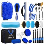 Bemece 24 PCS Car Cleaning Kit, Car Detailing Kit for Cleaning Wheels, Interior, Exterior, Leather, Dashboard, Vents (Blue)