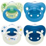 NUK Signature Day & Night Baby Dummy 6-18 months Soothes 95% of Babies Heart-Shaped BPA-Free Silicone Soothers Glow-in-the-Dark Stars 4 Count