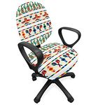 Ambesonne Mexican Office Chair Slipcover, Latin American Cultural Native Borders Indigenous Saguaro Sombrero Tequila Bottle, Protective Stretch Decorative Fabric Cover, Standard Size, Ivory