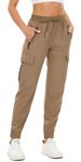 SMENG Quick Dry Trousers Women Elasticated Cuffs Women's Activewear Sets Activity Hiking Gear Athletic Khaki Cargo Pants Styles Baggy Sweatpant Khaki Size L(UK14-16)