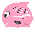 SLOVIC Red Rose Fish Printed Swimming Caps for Kids | Waterproof Silicone for Boys & Girl | Swimming Caps for Kids 6-14 | No Hair Pulling, Free Size Swimming Caps for Kids